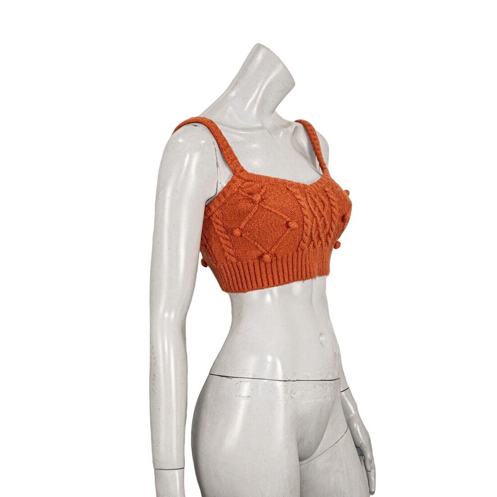 For Love and Lemons size XS Florentina knit Crop sweater tank in brown/orange - Picture 4 of 9